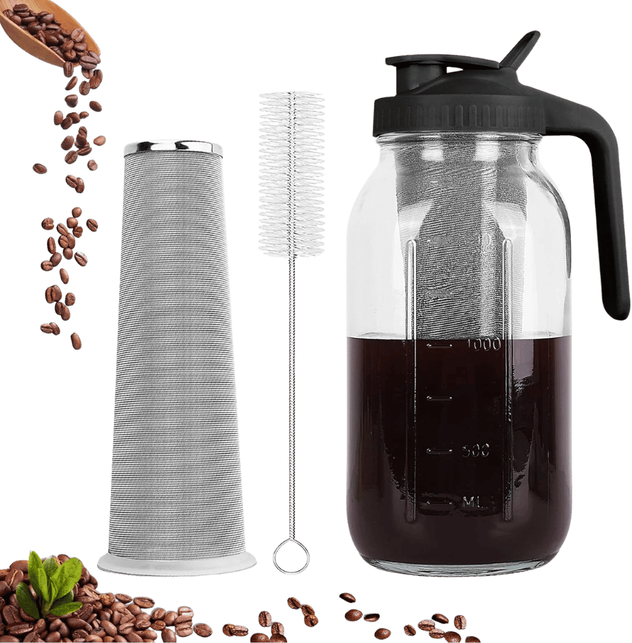 Cold brew pitcher with mesh filter